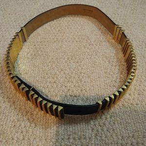 Roberto Cavalli black leather w/gold metal belt